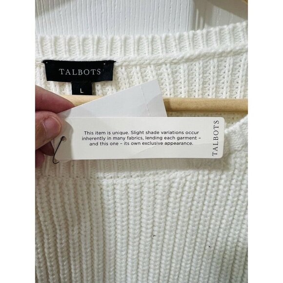 TALBOTS SHAKER STITCH BATEAU NECK Women’s SWEATER SPRING OMBRÉ Size Large NWT - Picture 6 of 7